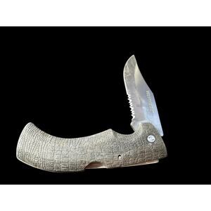 WESTWARD Folding Knife Stainless Steel Textured Grip Drop Point Combination Edge